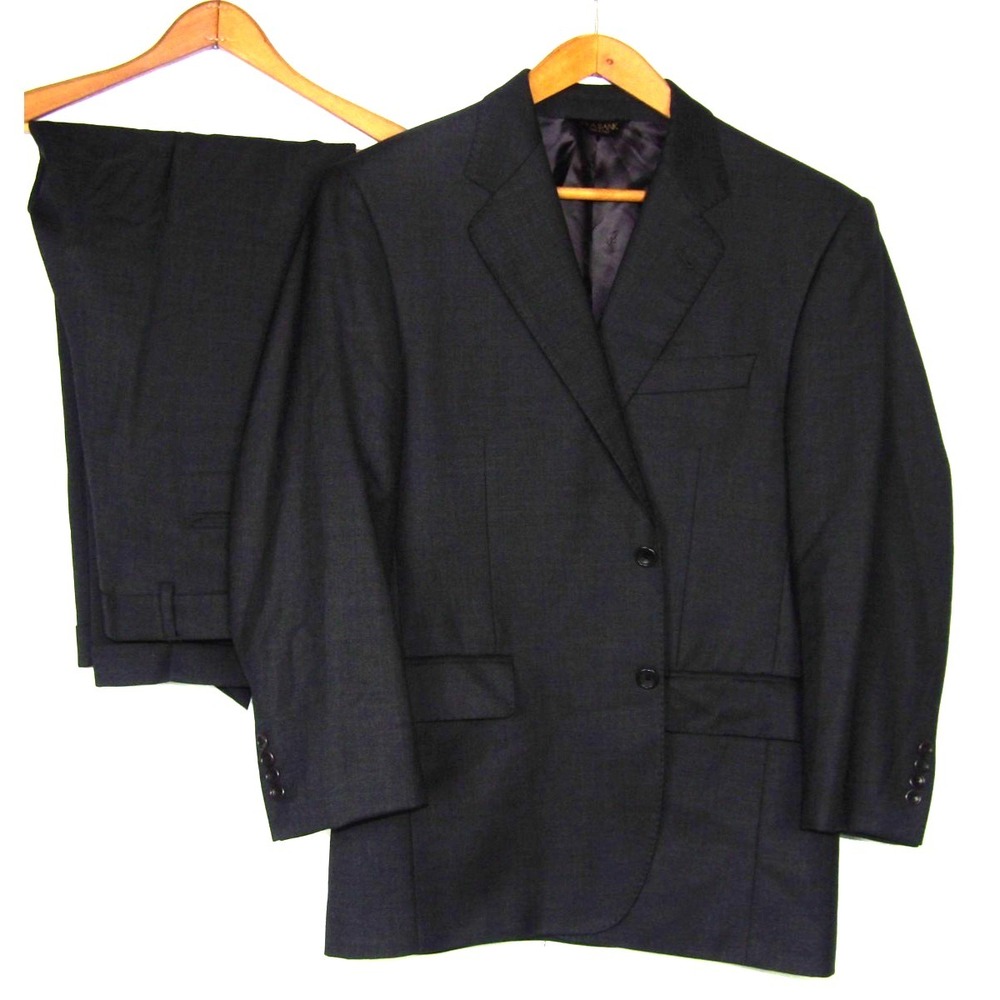 Jos. A. Bank 100%‎ Wool 2 Piece Suit Gray 42R Jacket & 34 X 28 Pleated Pants